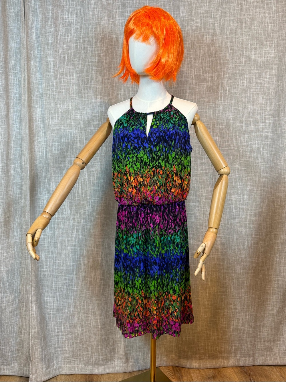 London Times Multi-Color Dress in Green, Blue, Purple, Orange.